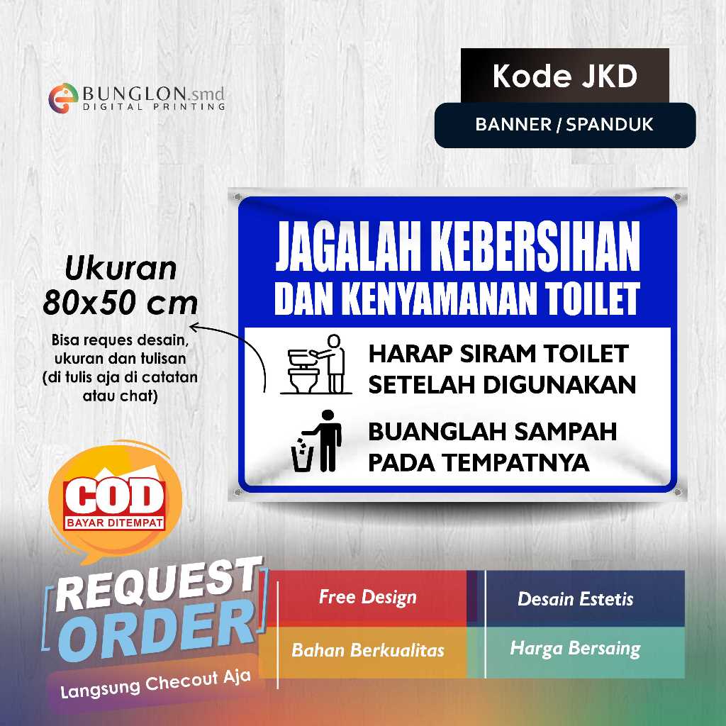 BANNER KEEP IT CLEAN AND COMFORTABLE TOILET CODE JKD BLUE