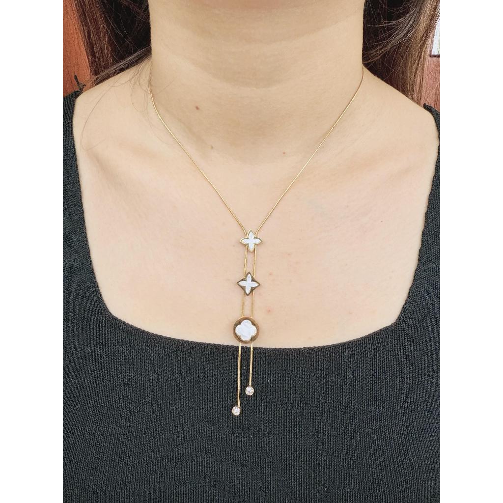 สร้อยคอไทเทเนียมทอง 18k สแตนเลส 100% / สร้อยคอแฟชั่นเกาหลี LV 03 KL0003G