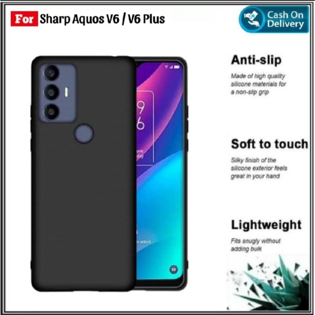 Riyanali_Shop Case Sharp Aquos V6 / V6 Plus / V7 Plus / V6 5G Soft Case Black Matte Premium