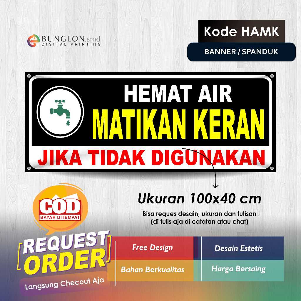 น้ํา SAVING BANNER PLEASE TURN TAP CODE HAMK BLACK