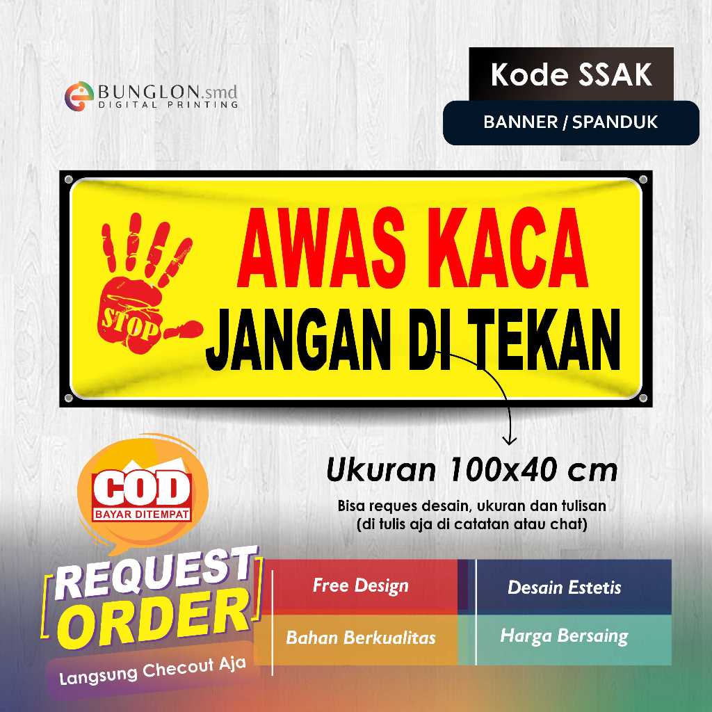 BANNER BEWARE OF GLASS, DOLT PRESS, รหัส SSAK YELLOW