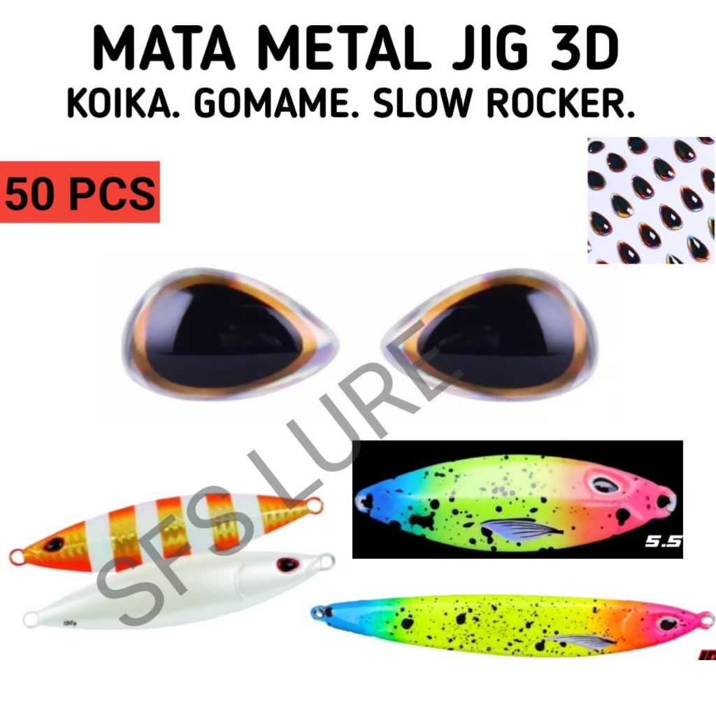 MATA 3d Fish Eye โลหะ JIG koika gomame ช้า rocker Eye fishing เหยื่อ Eye assist hook โลหะ Jig Fishin เหยื่อโลหะ JIG MTKOI50PC0256