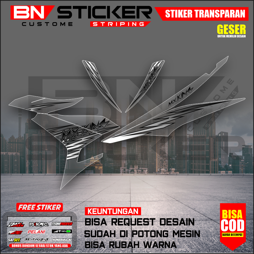 TRANSPARENT UV STRIPING STICKER MX KING 150 Y15 ZR ฟรี REQUEST FACELIFT MAX DECAL VARIATION MK-32