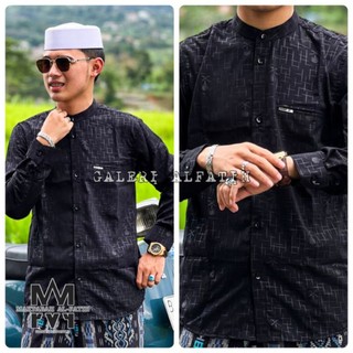 Alfatih/ kemko Sultan embos motif kurma kemeja koko pria muslim dewasa lengan panjang