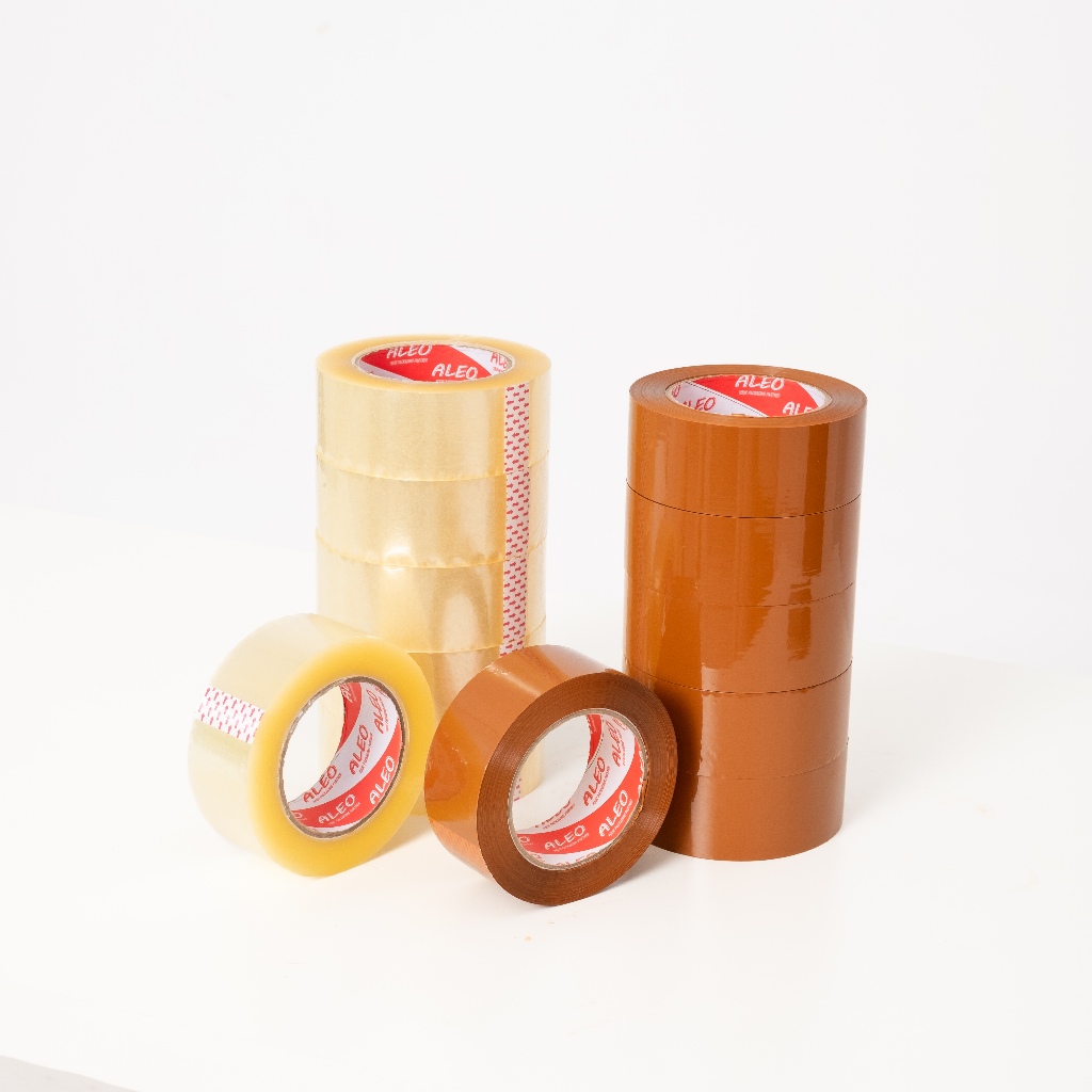 เทปท่อใส 45mm x 200 Yard - เทปท่อสีน้ําตาล 45mm x 200 Yard JUMBO ALEO