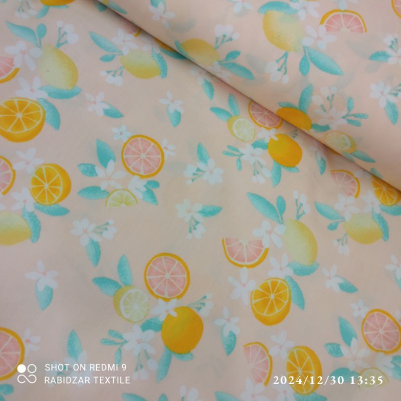 KATUN Lemon motif ผ้าคอตตอนป๊อปไลน์ ylw slm