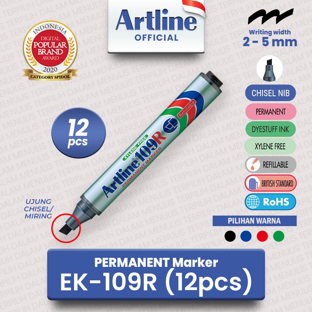 (LIVE)(DOZEN) EK-109R ARTLINE ปากกามาร์กเกอร์ถาวร