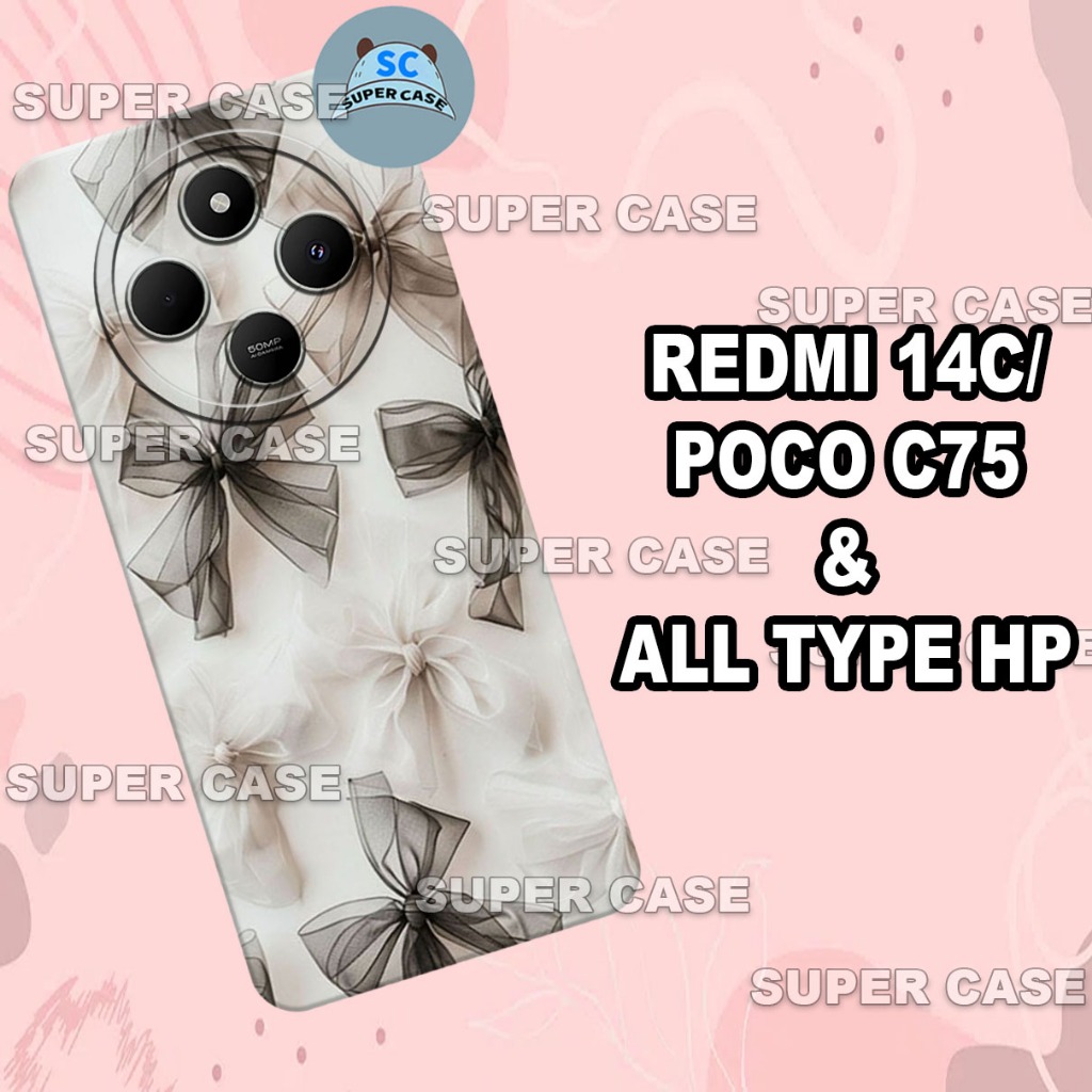 Q7 เคส HP ล่าสุดสําหรับ REDMI 14C/POCO C75 | ริบบิ้น MOTIF | ปลอกยางยืดหยุ่น
