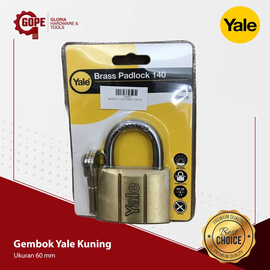 YALE YELLOW PADLOCK 60MM