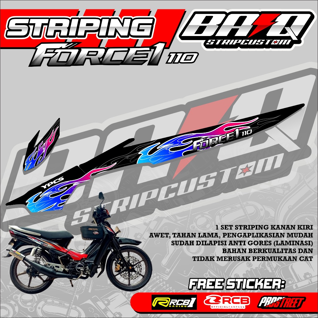 08 STRIPING YAMAHA FORCE 1 110 - สติ๊กเกอร์แถบ YAMAHA FORCE 1 110 HOT FIRE MOTIF