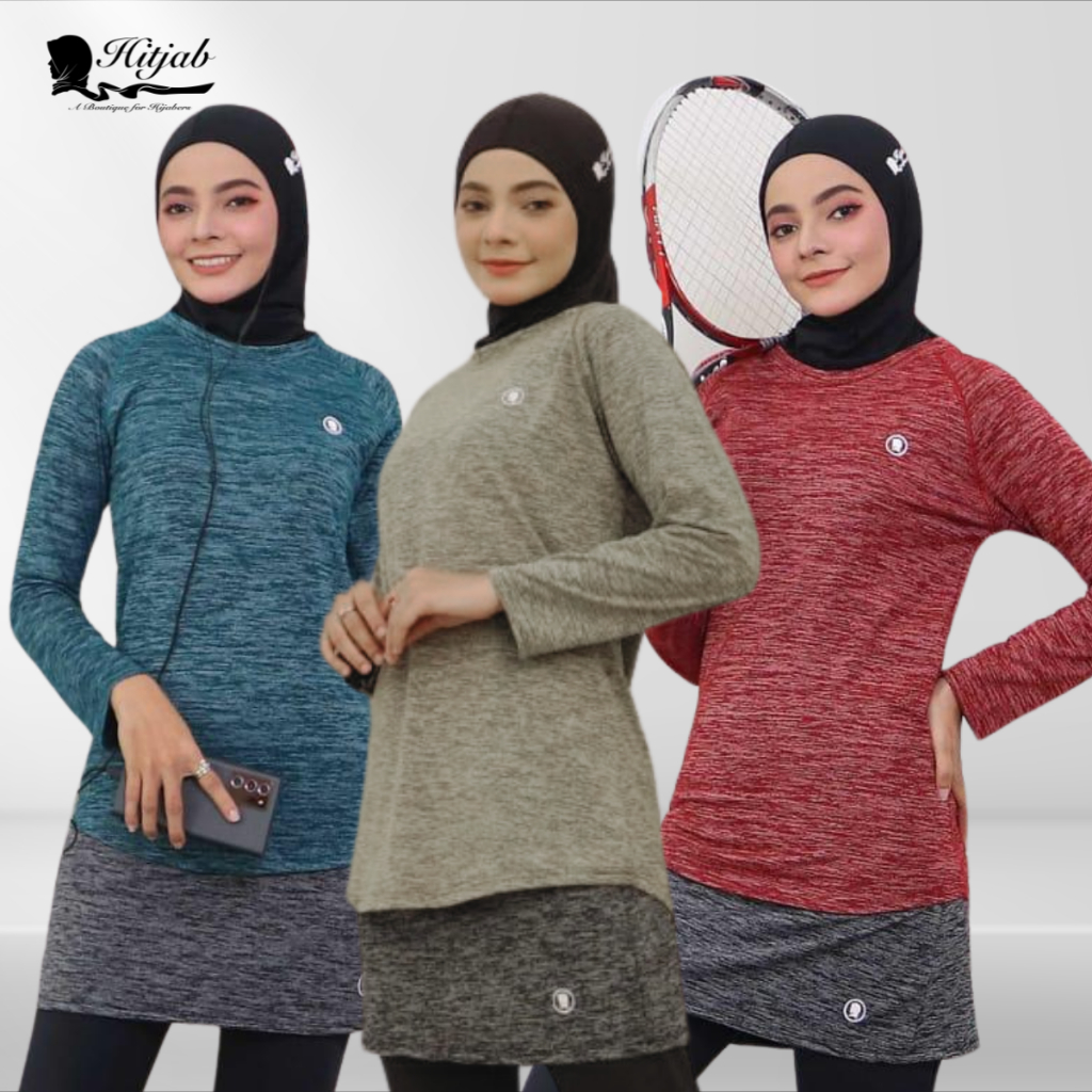 HITJAB - ชุดกีฬาแขนยาวผู้หญิง Padel Sport Running Jogging Yoga Fitness Cycling 9-0262