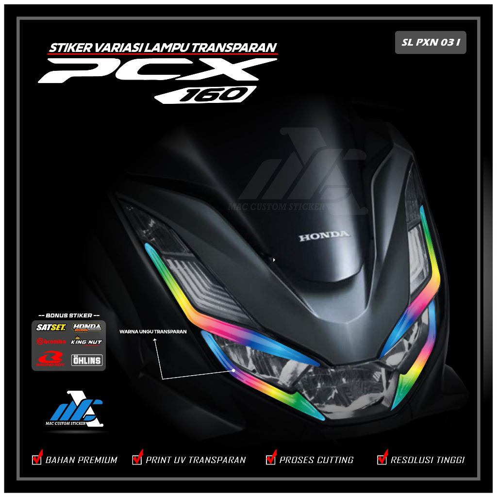 PCX 160 HEADLIGHT STICKER - PCX 160 TRANSPARENT EYEBROW LIGHT STICKER - SL PXN 03