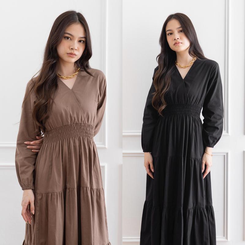 MOANA LONG-SLEEVED DRESS//TRENDY DRESS//KOREAN STYLE DRESS//COOL MATERIAL DRESS