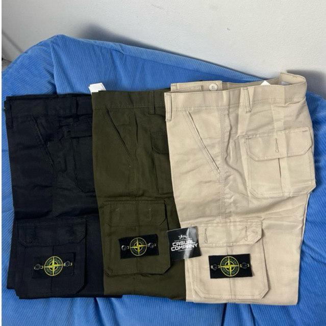 STONE ISLAND กางเกงคาร์โก้สั้นเกาะหิน ป้ายเต็ม