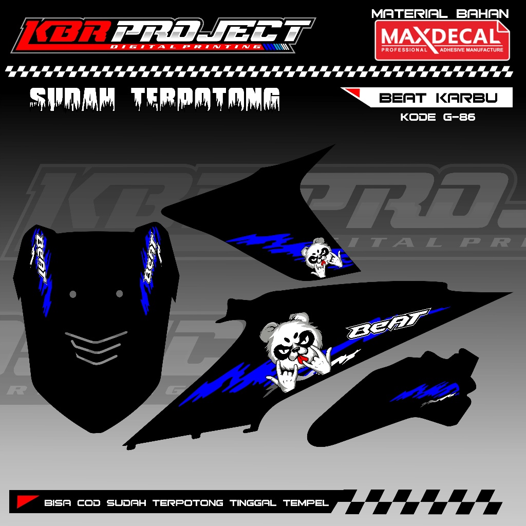 BEAT CARBON PREMIUM MOTORCYCLE STRIPING STICKERS COOL VARIATIONS BEAT CARBON RACING G.86 TRANSPARENT