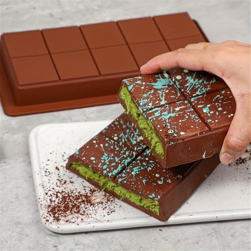 RB Viral Silicone Dubai Chocolate Mold Kunaf Pistachio Chocolate Bar Choco Block Bar Box Mold