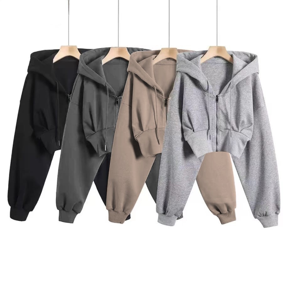 Valley CROOPE HOODIE PLAIN เสื้อแจ็คเก็ตผู้หญิง - เสื้อแจ็คเก็ตครอปผู้หญิง - เสื้อแจ็คเก็ต HOODIE