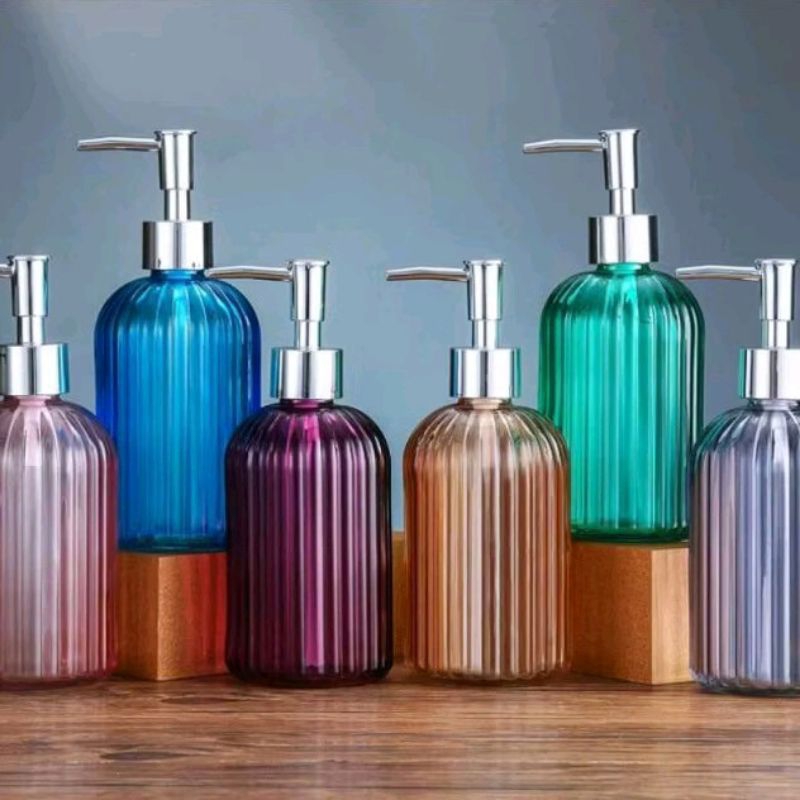 B ( B184 ) LIQUID GLASS SOAP BOTTLE / LIQUID SOAP COLOR GLASS DISPENSER 450 ML