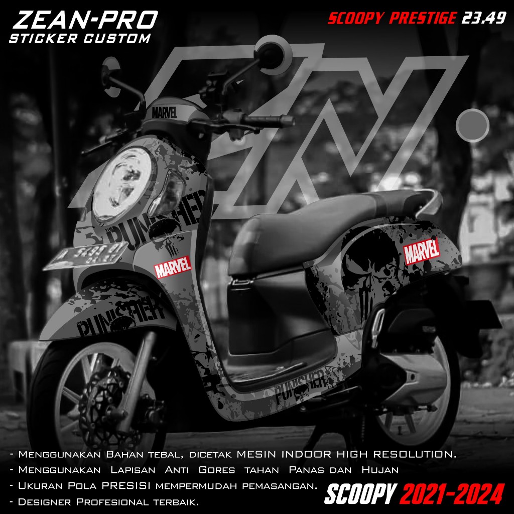 ใหม่ล่าสุดสติ๊กเกอร์รูปลอก Honda All New Scoopy 2021 2022 2023 2024 Full body - New Scoopy Prestige 