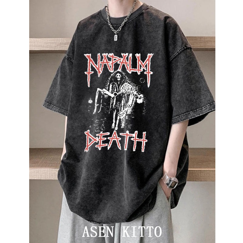 Asen KITTO ผู้ชายผู้หญิงล้างเสื้อยืดโอเวอร์ไซส์เสื้อยืด distro เสื้อผ้าของแท้ 100%