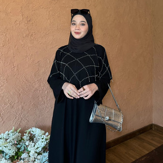 ABAYA AIRIS JETBLACK BUSUI MATA MUTIARA PAYET