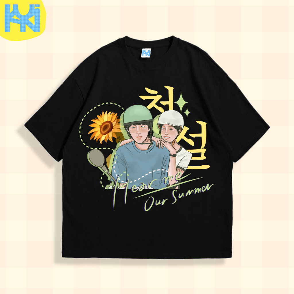KATUN KUKI เสื้อยืด Unisex K-Drama Hear Me: ฤดูร้อนของเรา / ผ้าฝ้ายหวี 24 วินาที / แขนสั้น