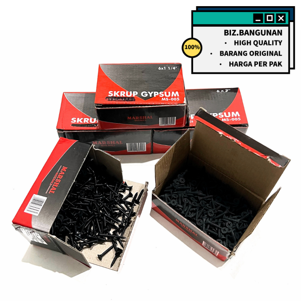 [1 กล่อง 500GR] MARSHAL / STAYVIC STEEL GYPSUM SCREWS - DRYWALL SCREW WOOD SCREW BOLTS