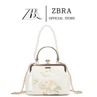 ZBRA Tas Selempang Wanita Mini Mutiara Elegan Muat HP 6.7 inchi - Handbag Pesta White (B) #8846