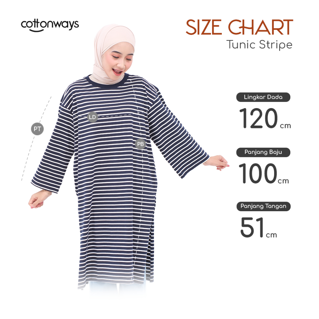 ผ้าฝ้ายเวย์ | ลายทาง TUNIC OVERSIZED | เสื้อยืดโอเวอร์ไซส์ยาว | ลายทาง Tunic |