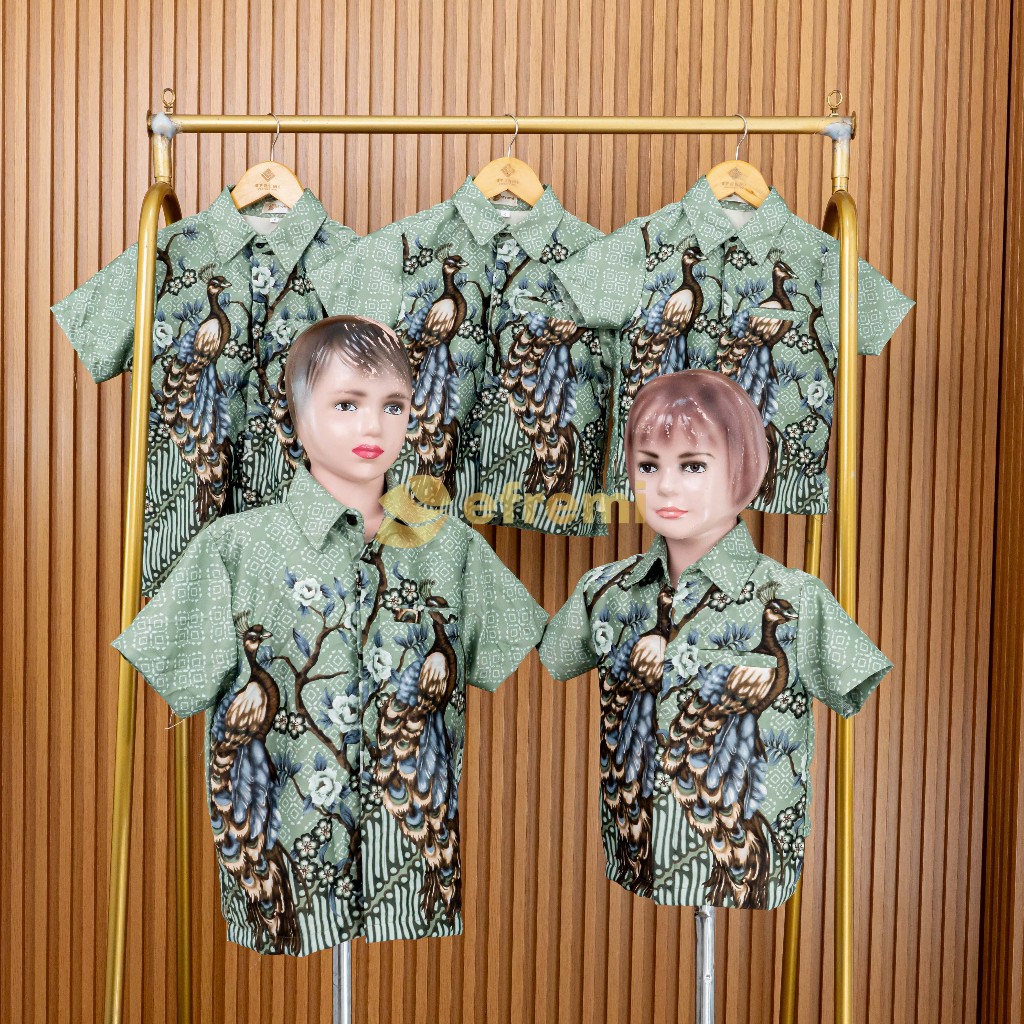 KEMEJA TD113 BOYS BOYS BATIK SHIRT//BOYS SATIN BATIK SHIRT/CHILDRENS BATIK SHIRT BCY GREEN จีนปีใหม่