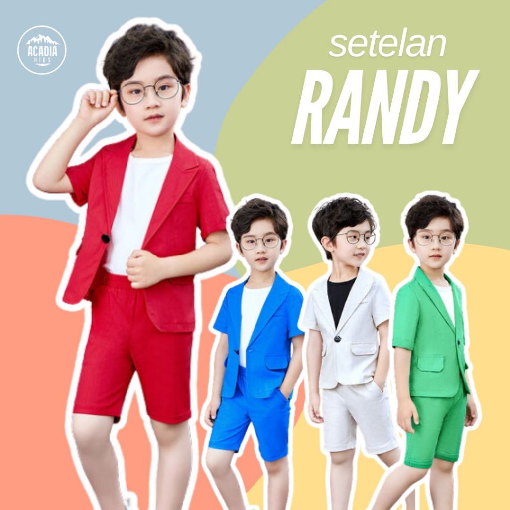 Acadiakids - 3in1 Boys Set Top Suit Pants เสื้อยืดกางเกง Premium Official Casual RANDY Premium ล่าสุ