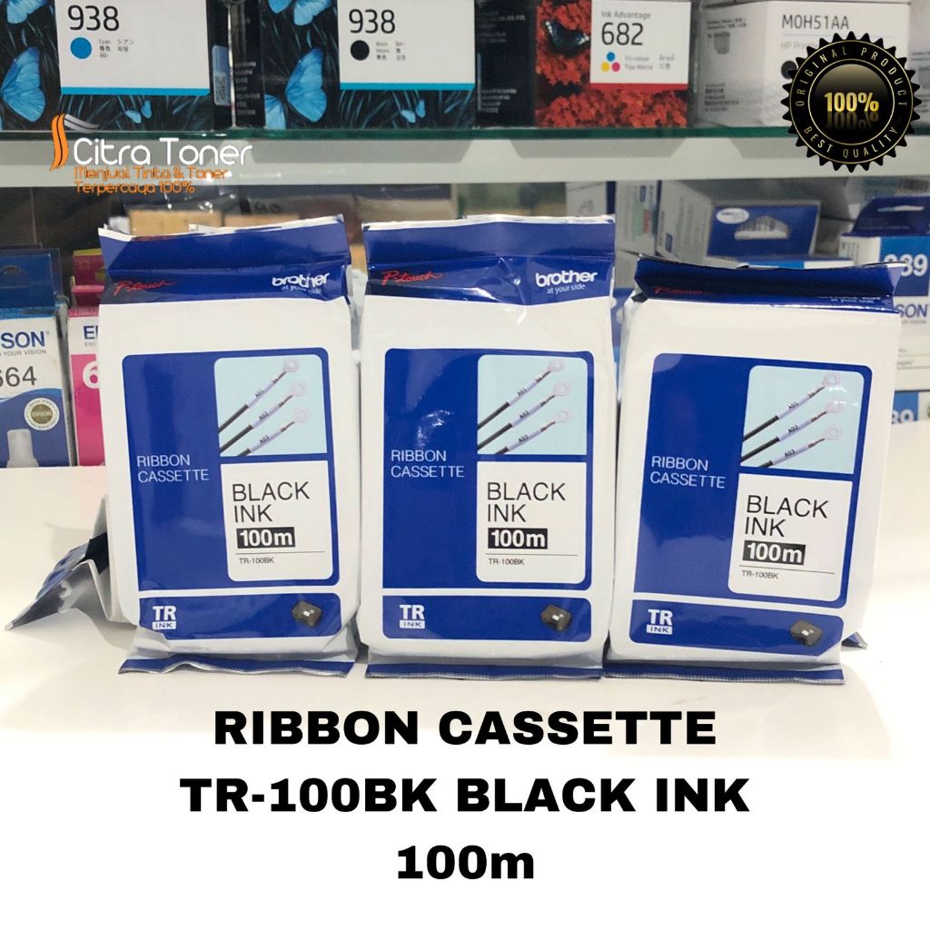 LABEL RIBBON CASSETTE TR-100BK BLACK INK 100 ม. ต้นฉบับ