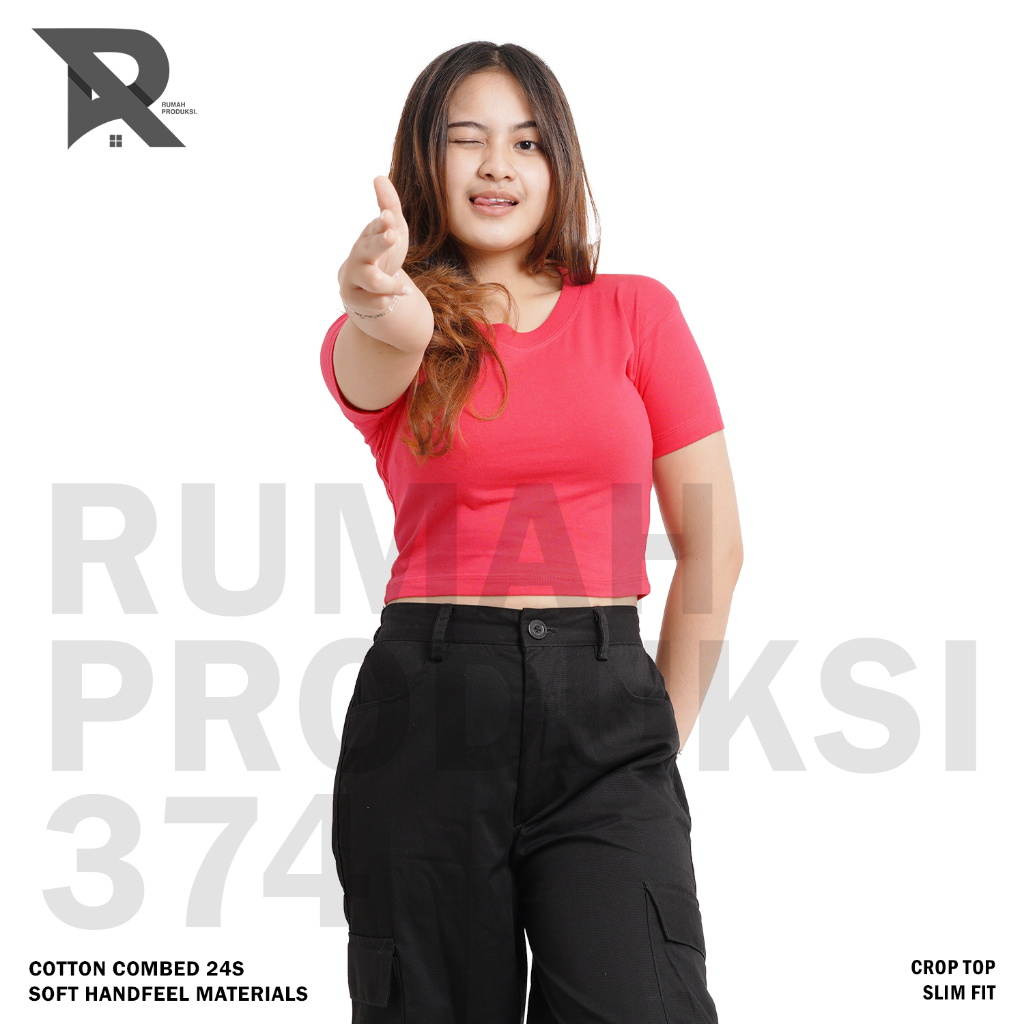 MERAH FANTA ELECTRIC PINK PLAIN BASIC CROP TOP | เสื้อครอปไฟฟ้า FANTA สีชมพู | CROPTOP Y2K | เสื้อคร