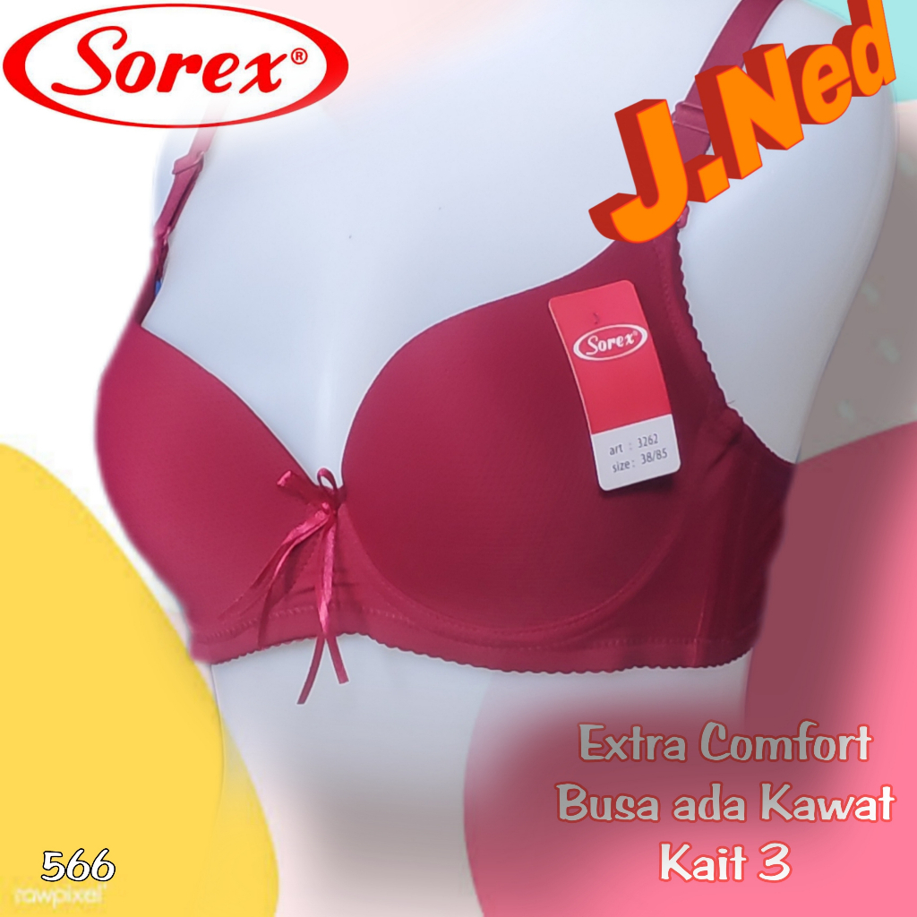 J566 Sorex Bra for Adult Women Extra Comfort Foam with Underwire Cup B Three Hooks Size 36-42