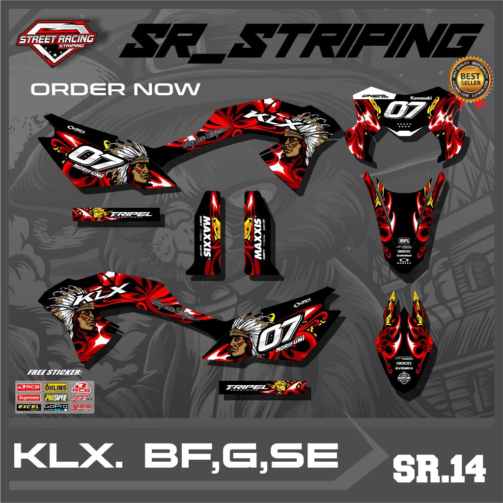 สติ๊กเกอร์ลาย Kawasaki KLX BF/G/SE ลายกราฟิกสุดเท่ Bonus SR.14 Sponsor