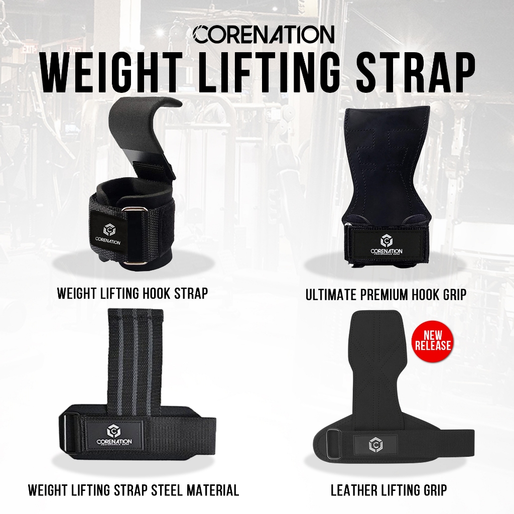 CoreNation Fast Grip Power Lifting Strap / Neoprene Hook Strap / Ultimate Premium Hook Grip Strap Gy