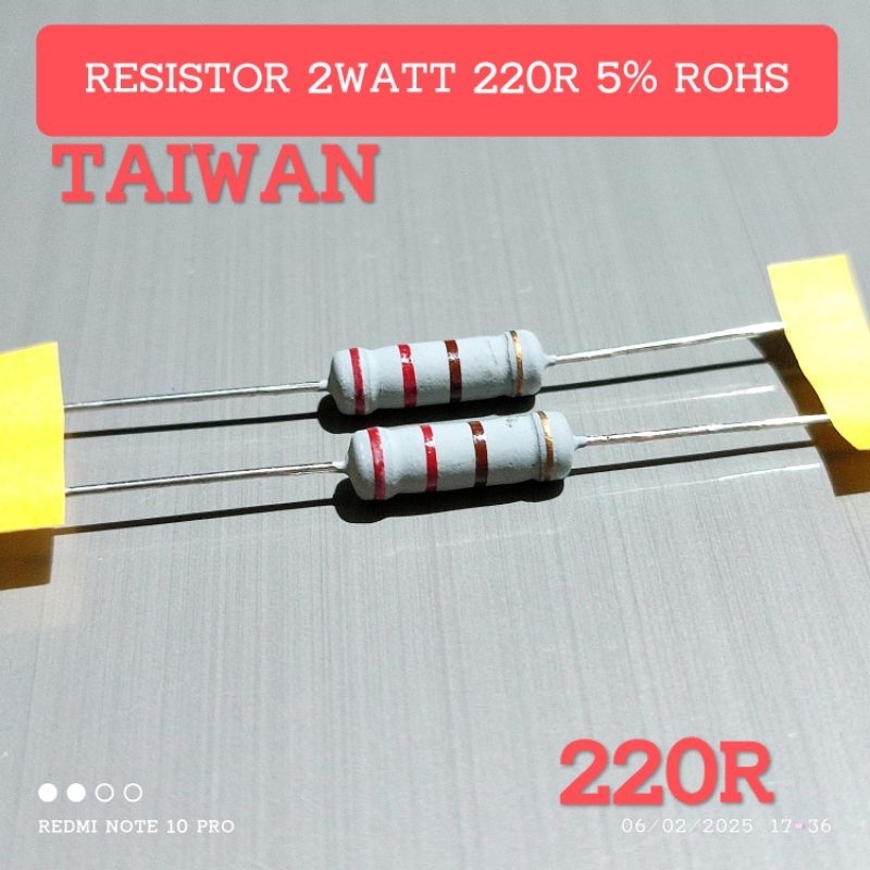 (5 ชิ้น) 2WATT 2W 220R 220 OHM CF 5% ROHS TAIWAN RESISTOR √