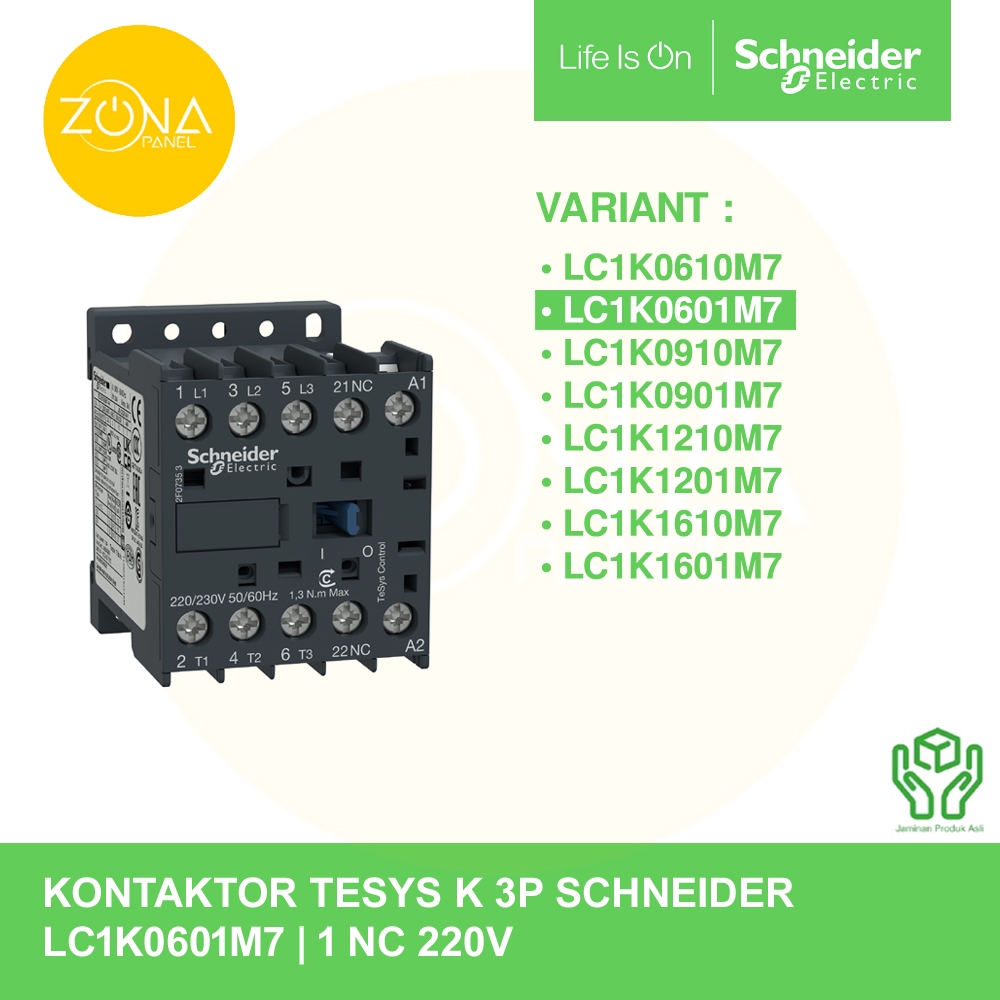 SCHNEIDER TESYS K 3P 6A 2.2KW 1NC 220V LC1K0601M7 CONTACTOR