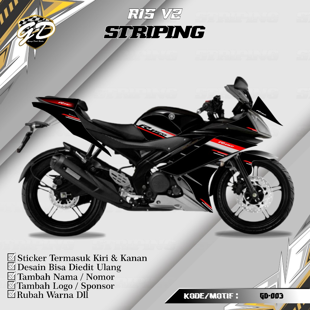 Striping R15 V2 - สติ๊กเกอร์ Striping R15 V2 - Yamaha Striping R15 V2 GD-003