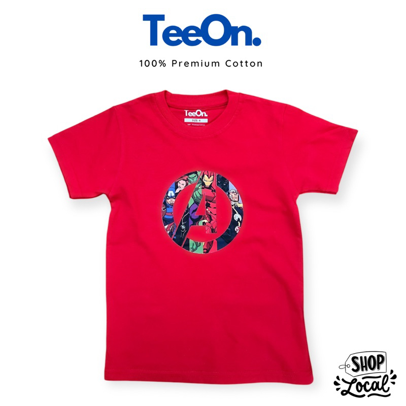 MERAH KATUN TeeOn Marvel Kids T-Shirt 24s Cotton Red Boys T-Shirt Cool Material
