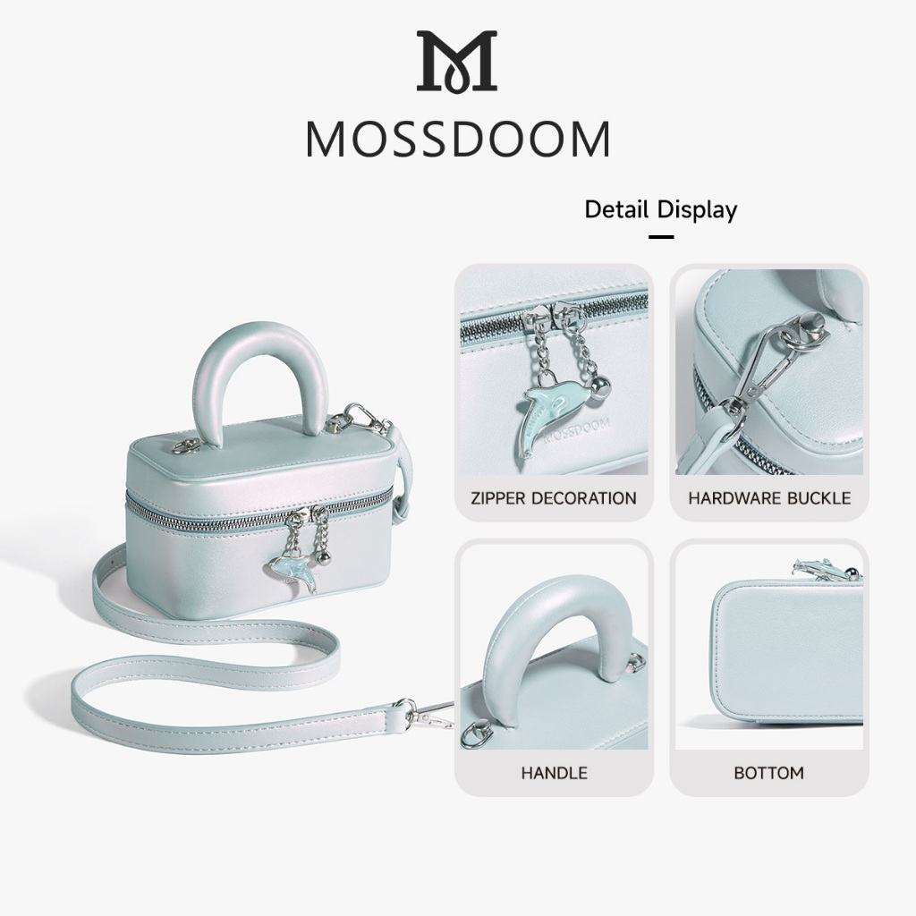 สินค้าใหม่ Mosdoom กระเป๋า Delphine น่ารักพร้อมกุญแจ Accents กระเป๋าสะพายข้างผู้หญิงขนาดเล็ก