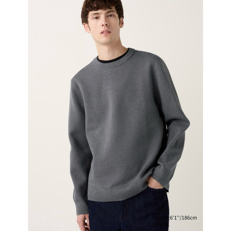 UNIQLO WASHABLE MILANO RIBBED CREW NECK LONG SLEEVE SWETER
