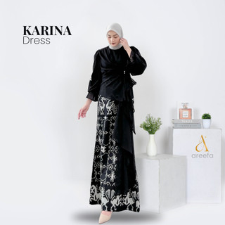 Areefa - Gamis Dress Tenun Etnik Kombinasi Ceruty Premium Wanita Remaja Pesta Mewah Kekinian Terbaru