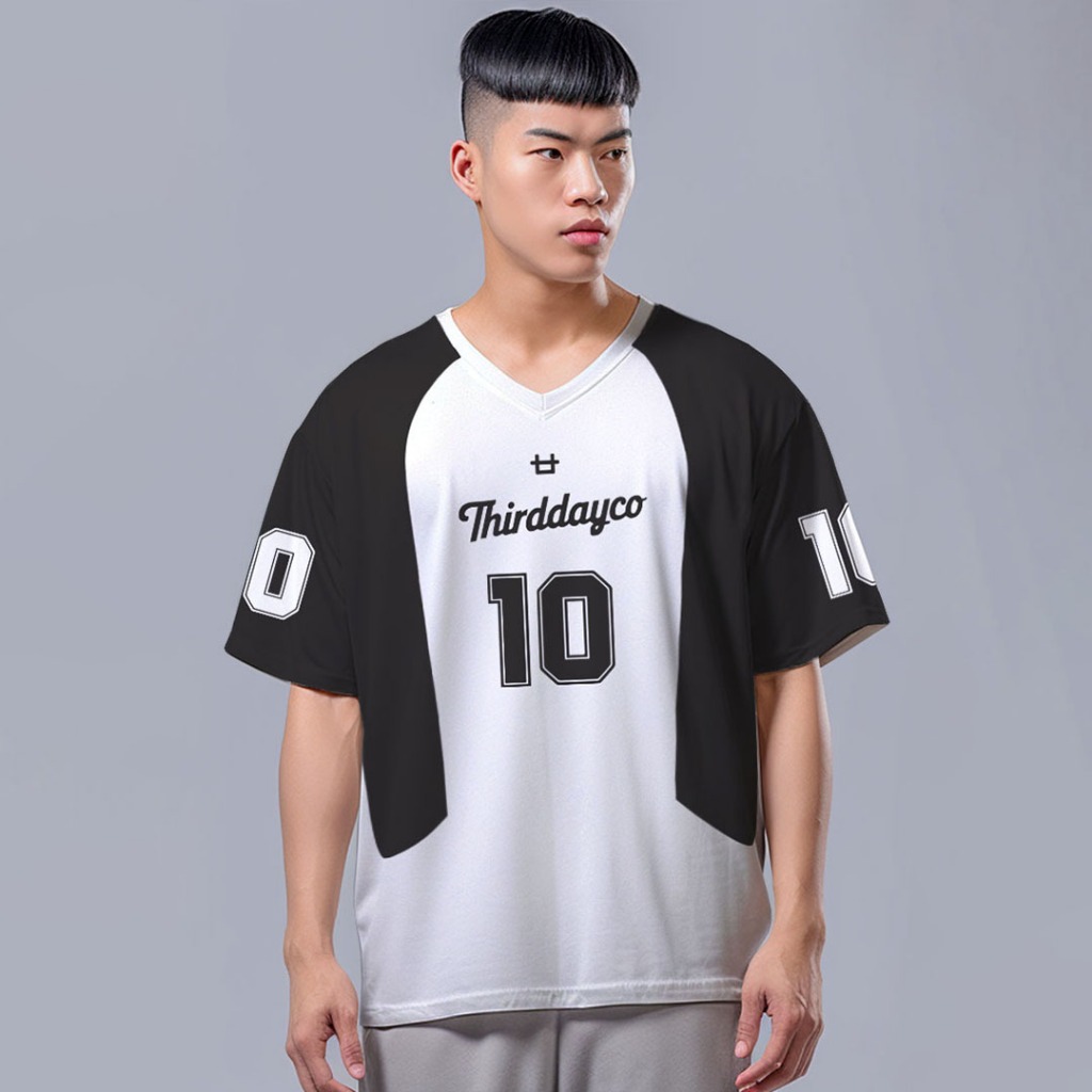 MTU37 Premium Jersey Oversize 260gsm Vintage Streetwear Heavy Jersey "Thirddayco 10" สีดําสีขาว