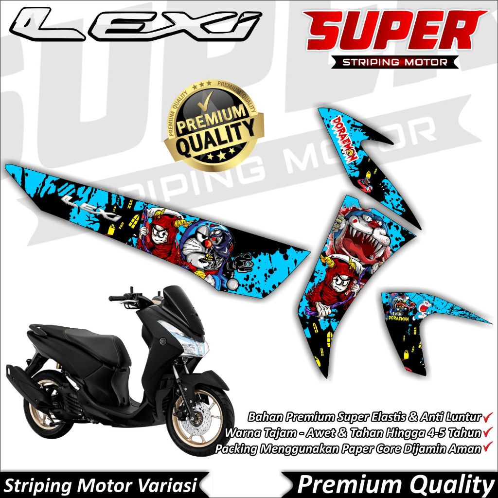 LEXI สติ๊กเกอร์ป้องกันการซีดจาง, Cool Lexi 125 Striping, Yamaha LEXI 125 Doraemon Zombie Striping