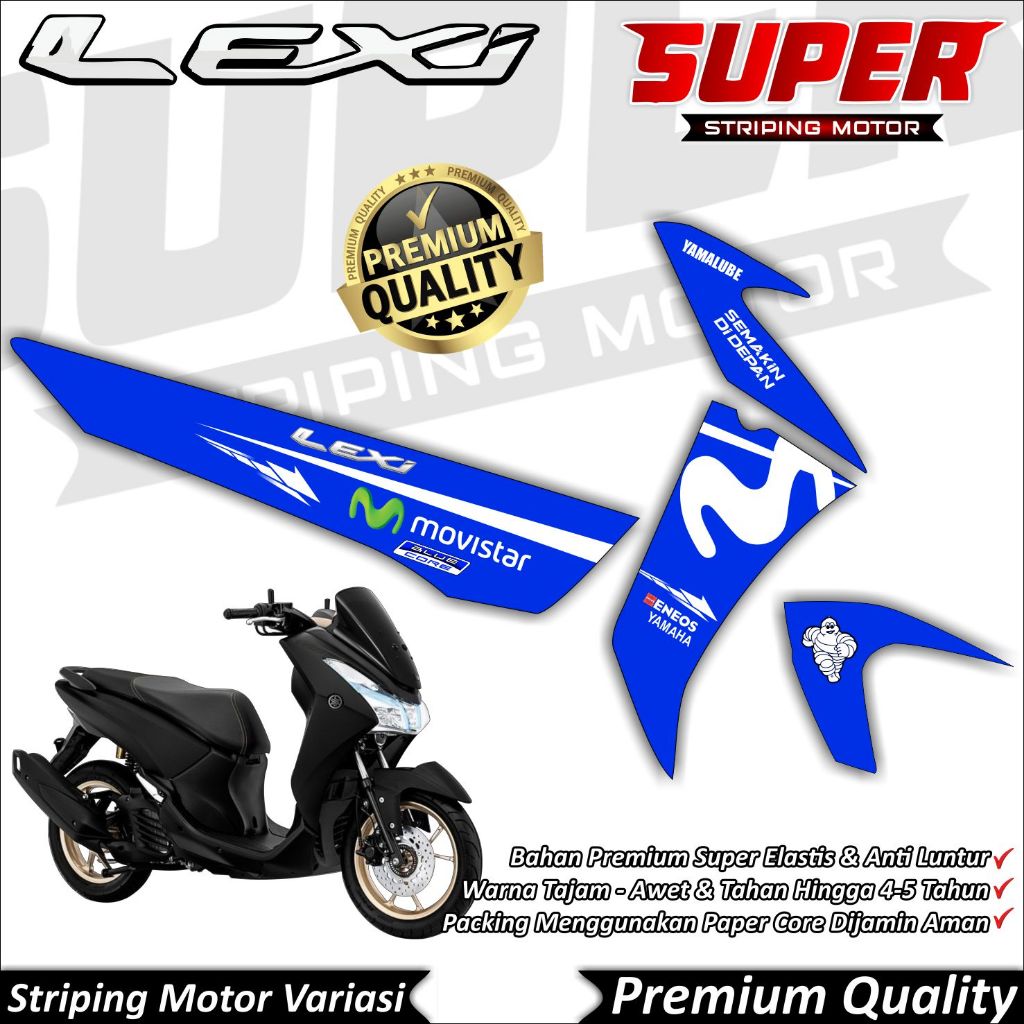 Cool Anti-Fade LEXI สติกเกอร์ LEXI 125 Striping Yamaha LEXI 125 Movistar Striping