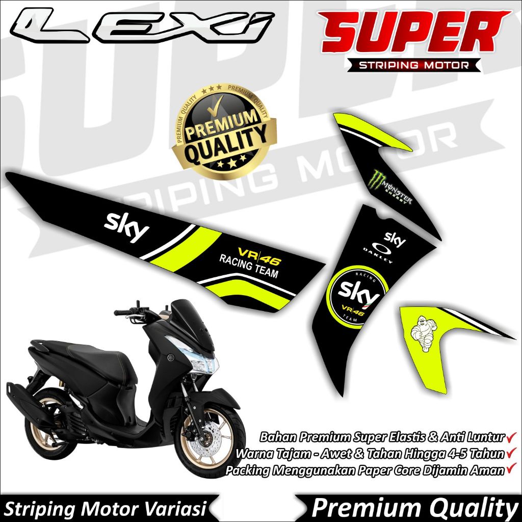 Cool Anti-Fade LEXI สติกเกอร์ LEXI 125 Striping Yamaha LEXI 125 Sky VR46 Striping