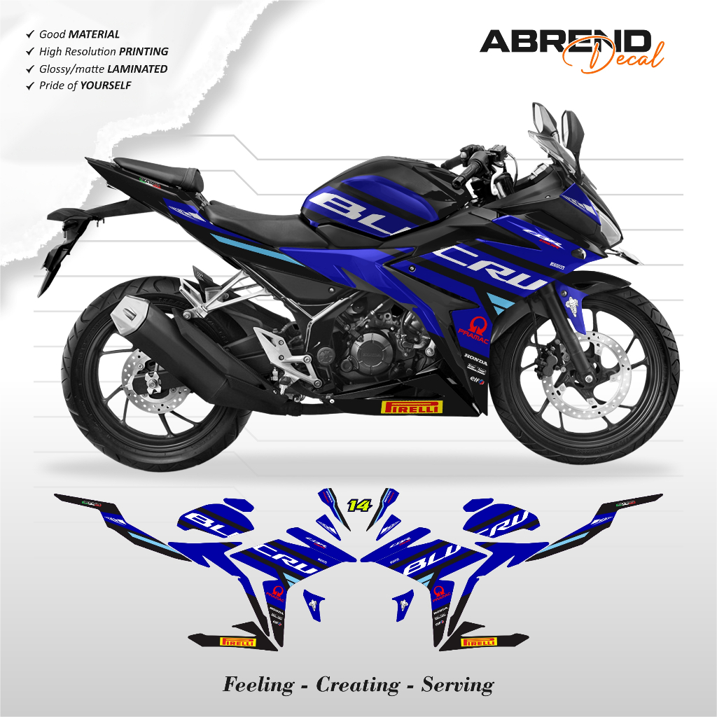 STRIPING CBR 150 R FACELIFT LIVERY BLU CRU PRAMAC MOTO 2 GP 2025 / HONDA 150R K45G/K45N สติ๊กเกอร์มอ