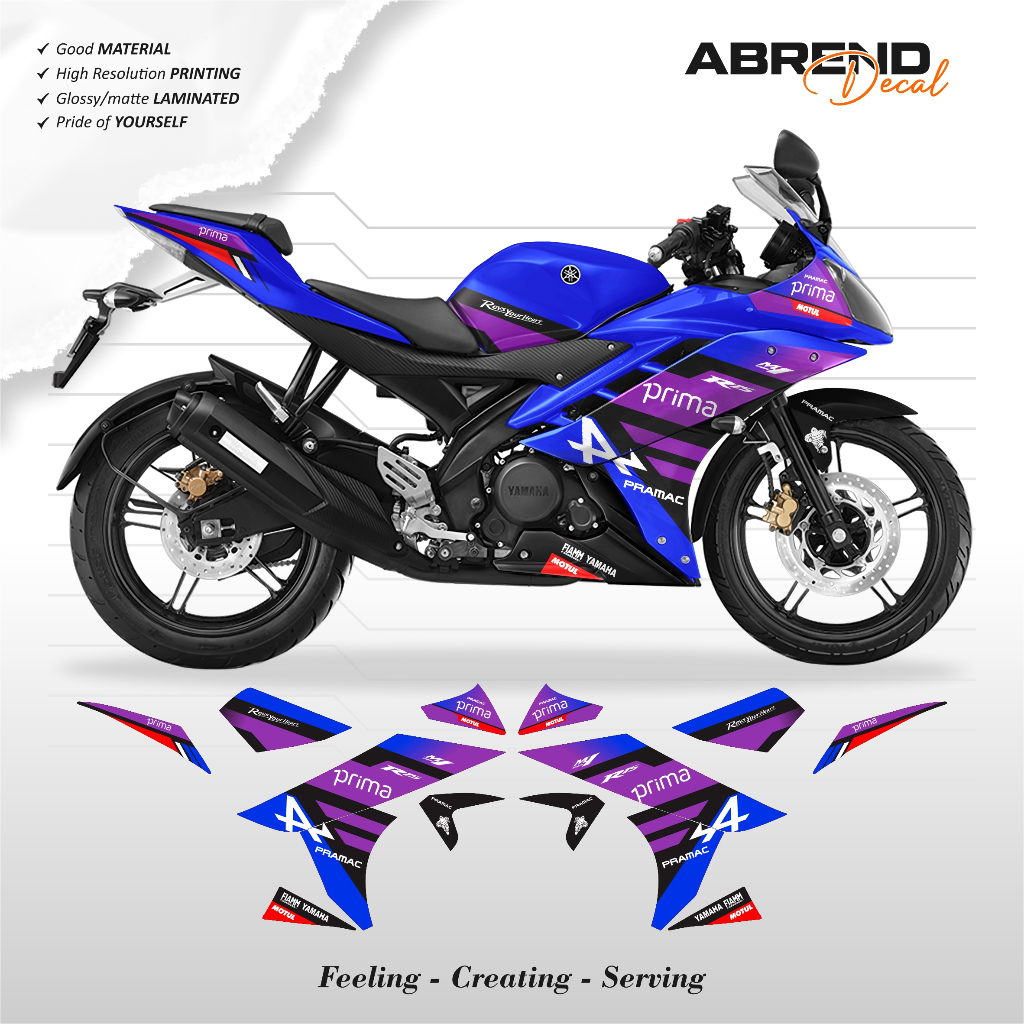 Striping R15 V2 LIVERY PRAMAC PRIMA GP 2025 / YAMAHA R15 V2 สติ๊กเกอร์มอเตอร์ไซค์ออกแบบที่กําหนดเอง 