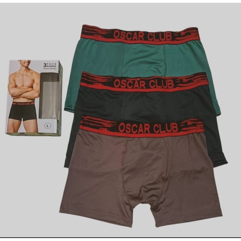 (3 ชิ้น) Oscar Club 010 กางเกงบ็อกเซอร์ผู้ชาย วัสดุนุ่ม | นักมวยผู้ชาย